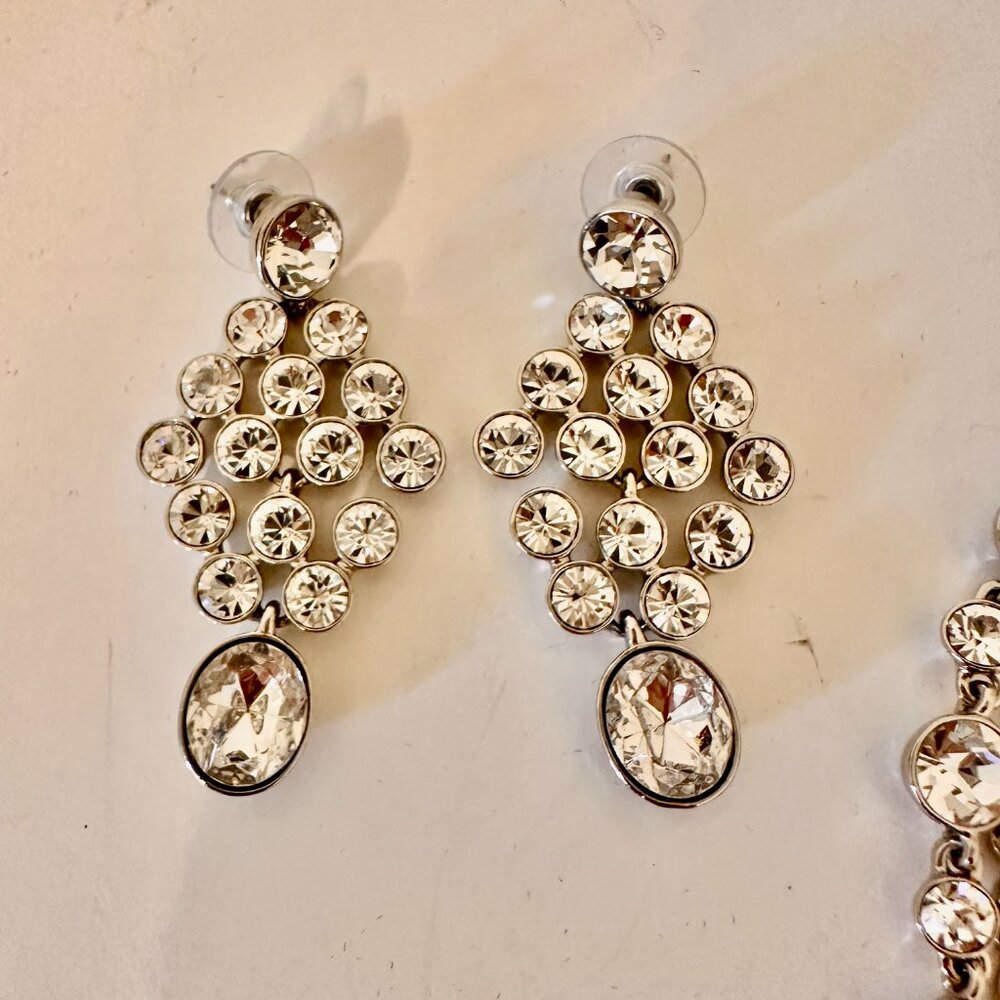 Givenchy Silvertone Swarovski Crystal Necklace Choker & Earrings Set New without - Picture 5 of 7
